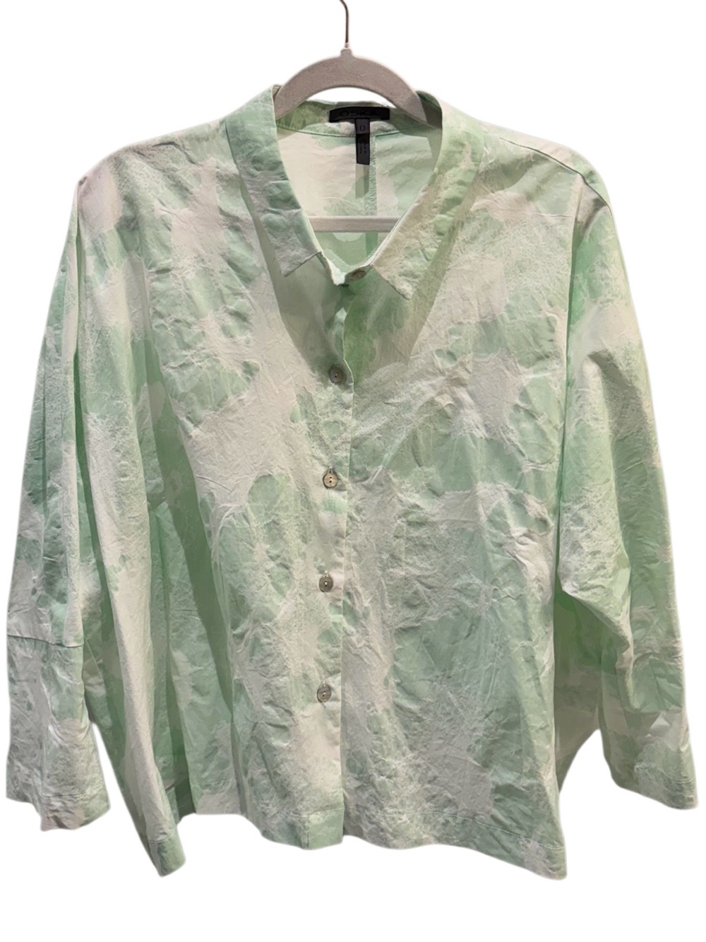 Textured Button-Up Cotton Blouse